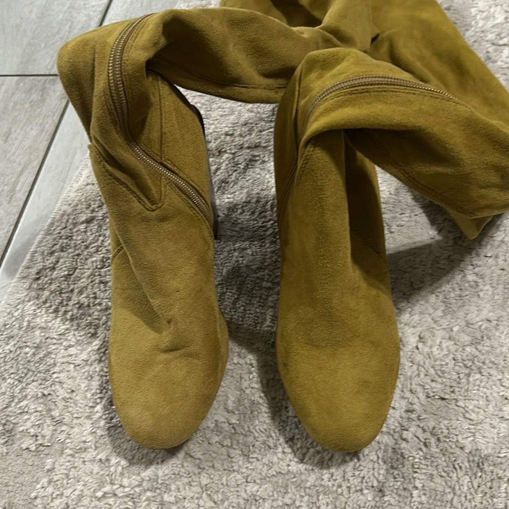 Fall Mustard Yellow Thigh High Boots